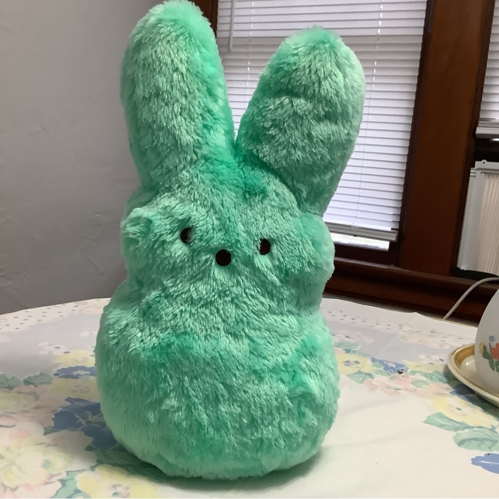 Peeps Easter Bunny Rabbit Mint Green Large Plush Decorative Spring Throw Pillow